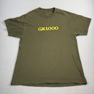 GX1000 Mens Logo Graphic T-Shirt Olive Green Yellow Large Skate Streetwear